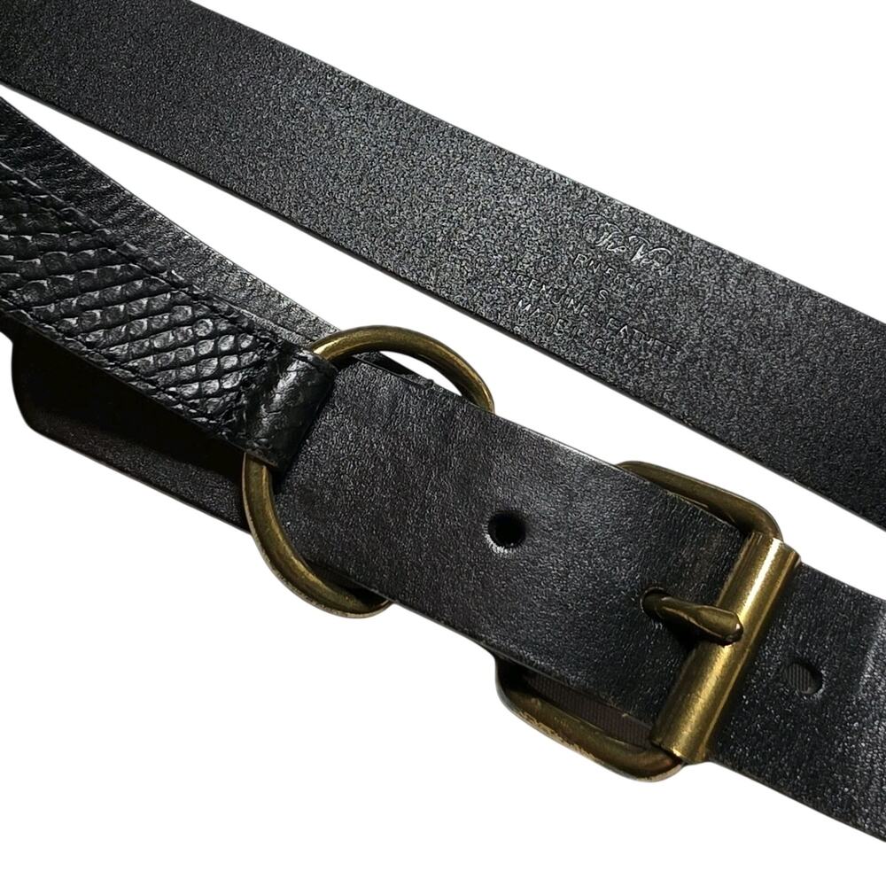 Tre Vero Black Leather Belt Women's Size Small Brass Buckle